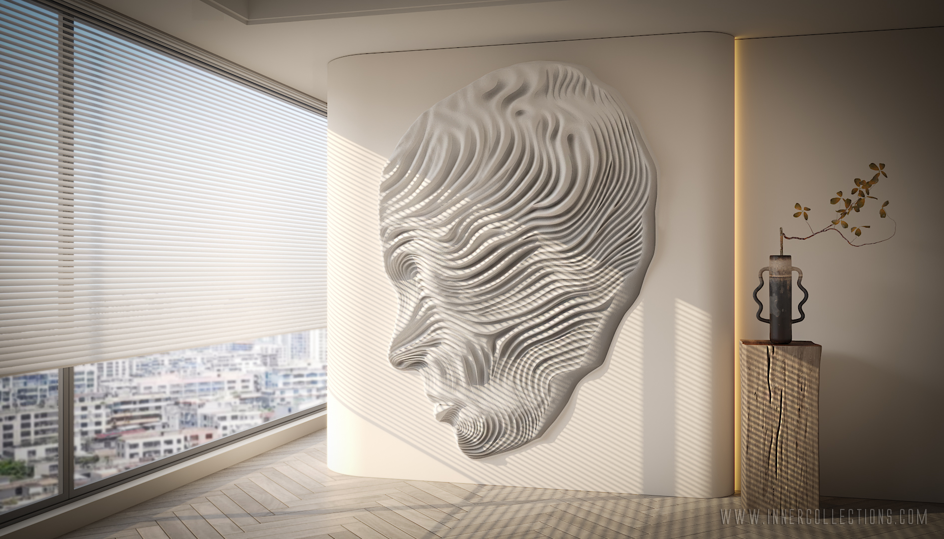 Basorelief-figurativ-portret-amprenta-decoratiune-perete-ambiental